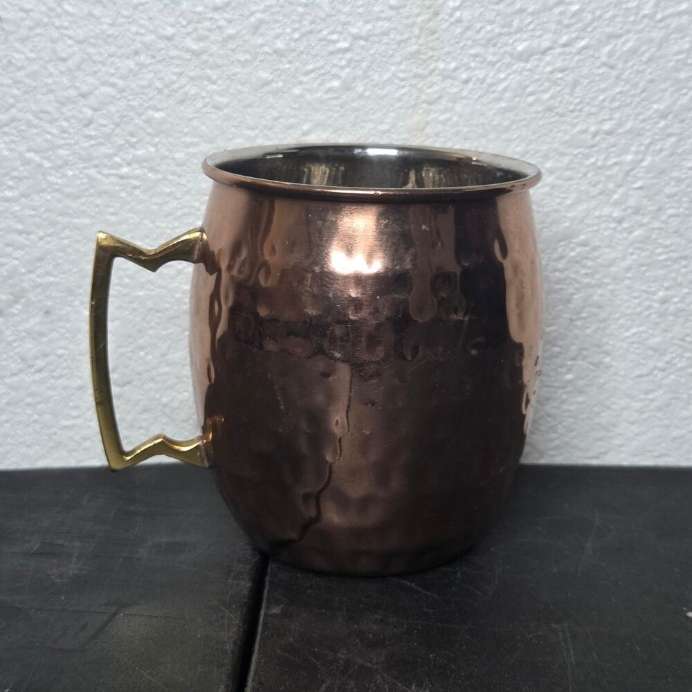 Hammered Copper Moscow Mule Mug with Brass Handle - Solid Copper Barware